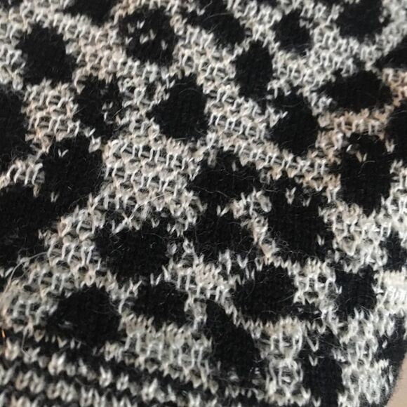 St. John Colorblock Leopard Zip Up Wool Blend Sweater Medium Long Sleeve Gray - Picture 6 of 7